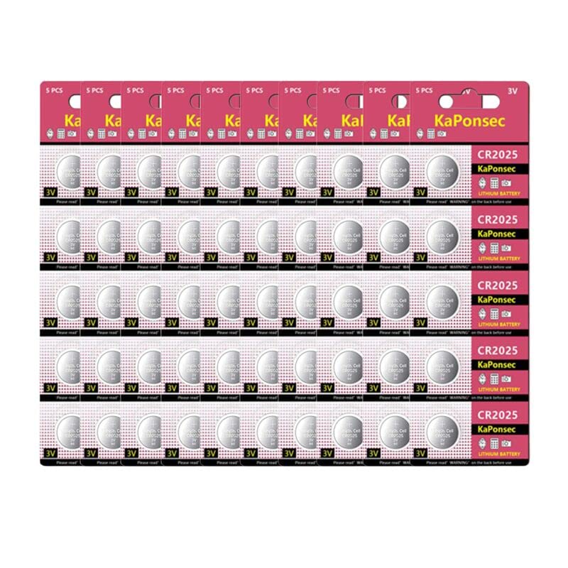 KaPonsec 50Packs 3V CR2025 Lithium Battery