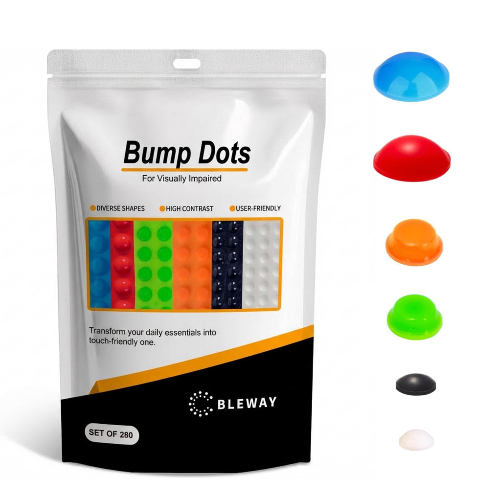 BLEWAY Bump Dots for Visually Impaired 280 Pcs Combo Pack(Orange&Red&Blue&White&Black&Green) - Low Vision Aids Braille Stickers Raised Tactile Dots for Elderly, Blind