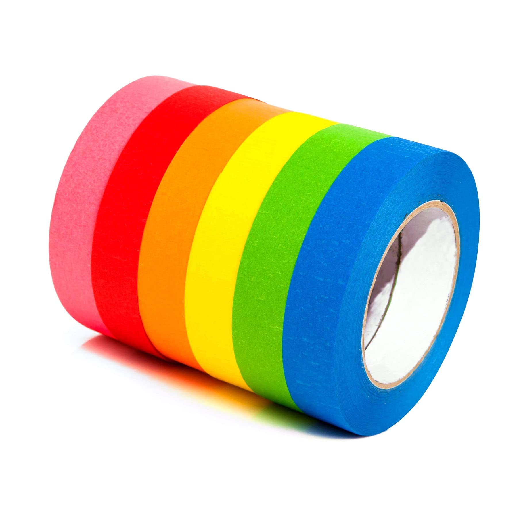 COSIMIXO 6-Pack Colored Masking Tape 0.94 Inch x 60yds of Colorful Craft Tape – Vibrant Rainbow Color Teacher Tape, Great for Art, Lab, Labeling & Classroom Decorations