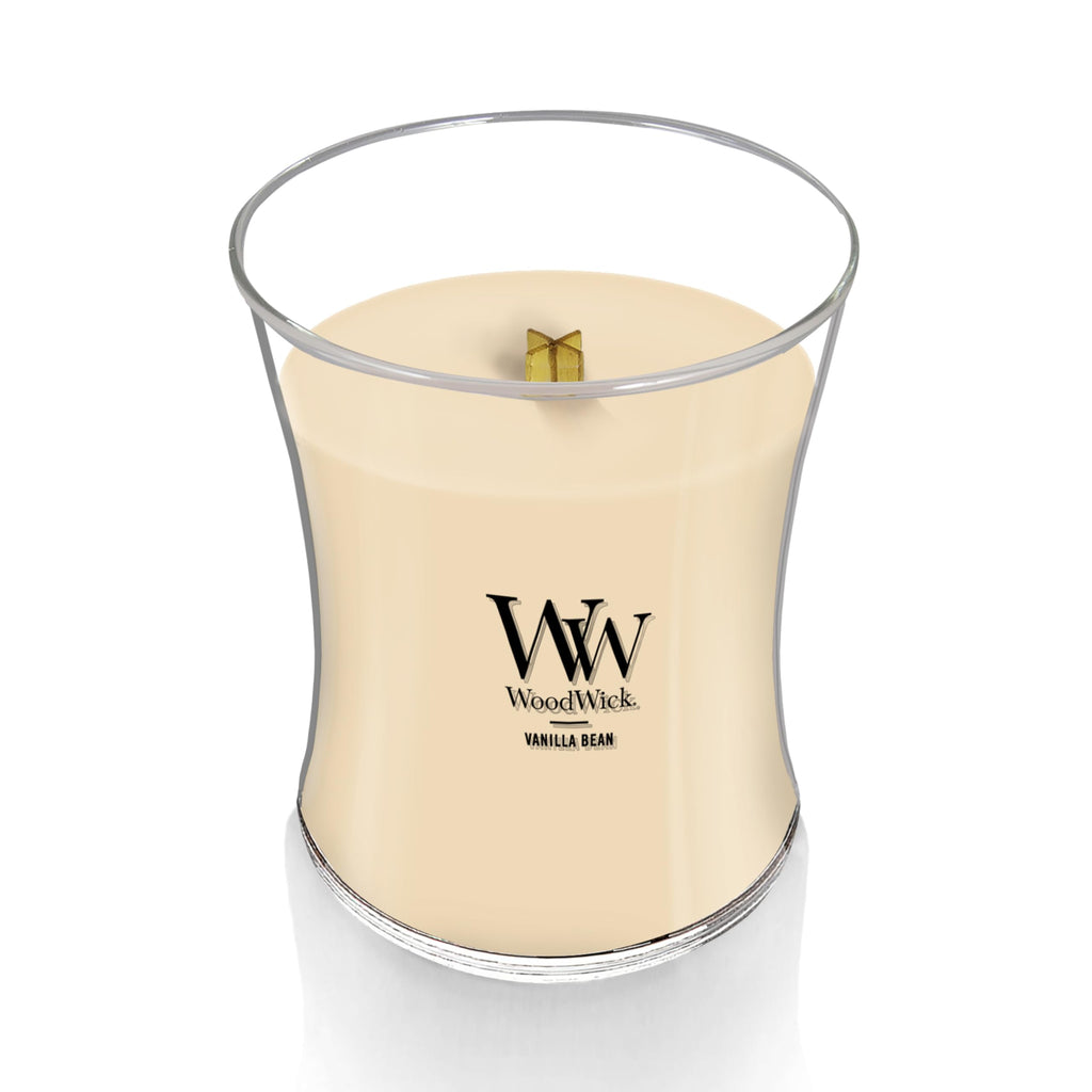 WoodWick Medium Hourglass Candle Vanilla Bean - Premium Soy Blend Wax Pluswick Innovation Wood Wick Perfect for Gifting and Aesthetically Pleasing Decor