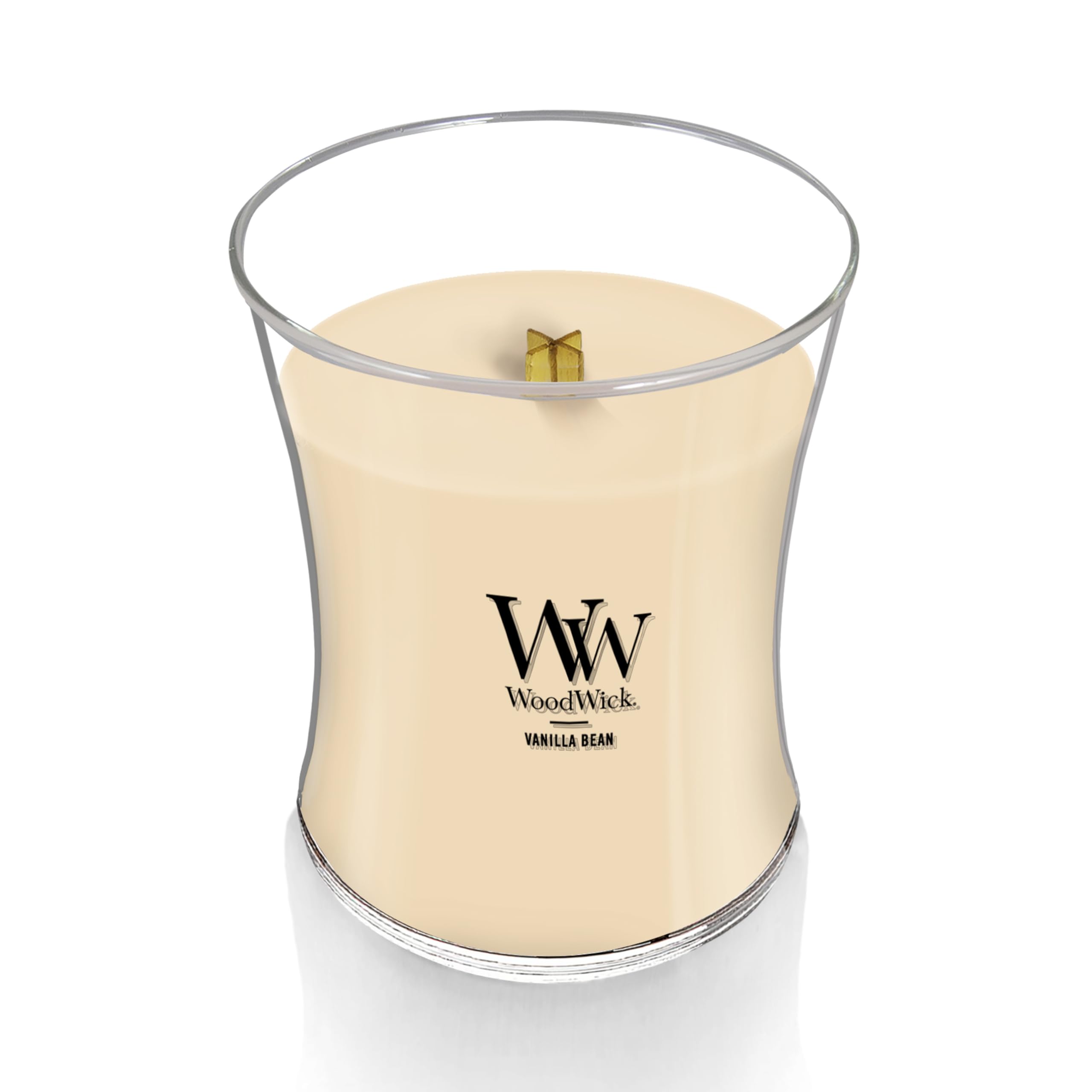 WoodWick Medium Hourglass Candle Vanilla Bean - Premium Soy Blend Wax Pluswick Innovation Wood Wick Perfect for Gifting and Aesthetically Pleasing Decor