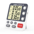 MOSTRUST Digital Dual Kitchen Timer, 3 Channels Count UP/Down Timer, Cooking Timer, Large Display Triple Timer, Loud Volume Alarm and Flashing Light with Magnetic Back, Stand, Battery Included (M318)