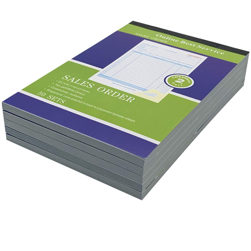 10 Pack Large Sales Order Book Receipt Invoice Duplicate Carbonless 50 Sets 5.9/16" X 8.7/16" (10 pck Vertical)