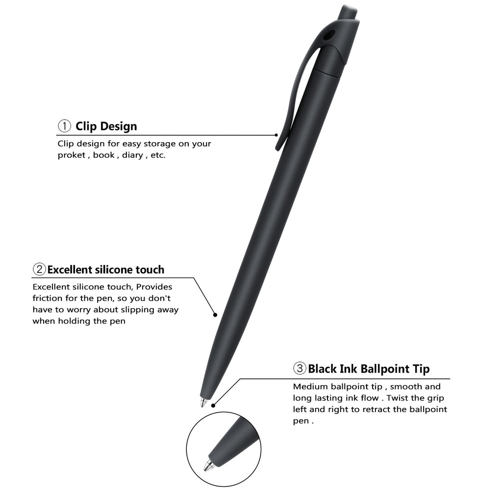 Aozora Pens Bulk 120 Pack Black Click Pens No Bleed Wholesale Retractable Ballpoint Pens Medium Point,Smooth Ink Pens for Journaling School Office Supplies 1.0MM Black Ink