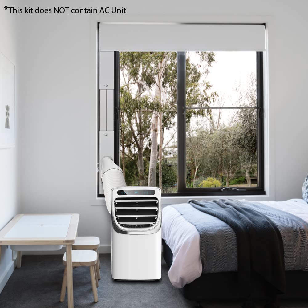 Portable Air Conditioner Window Door Kit with Exhaust Hose, Adjustable Window Seal for AC Unit, Sliding AC Vent Kit for Horizontal or Vertical Windows, AC Window Kit with 5.9" Diameter 59" Length Hose
