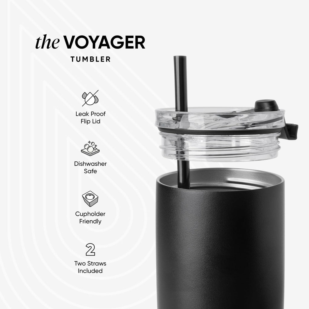 Simple Modern Travel Coffee Mug Tumbler with Flip Lid | Insulated Stainless Steel Iced Coffee Cup | Gifts for Women & Men | Voyager Collection | 470ml | Almond Birch