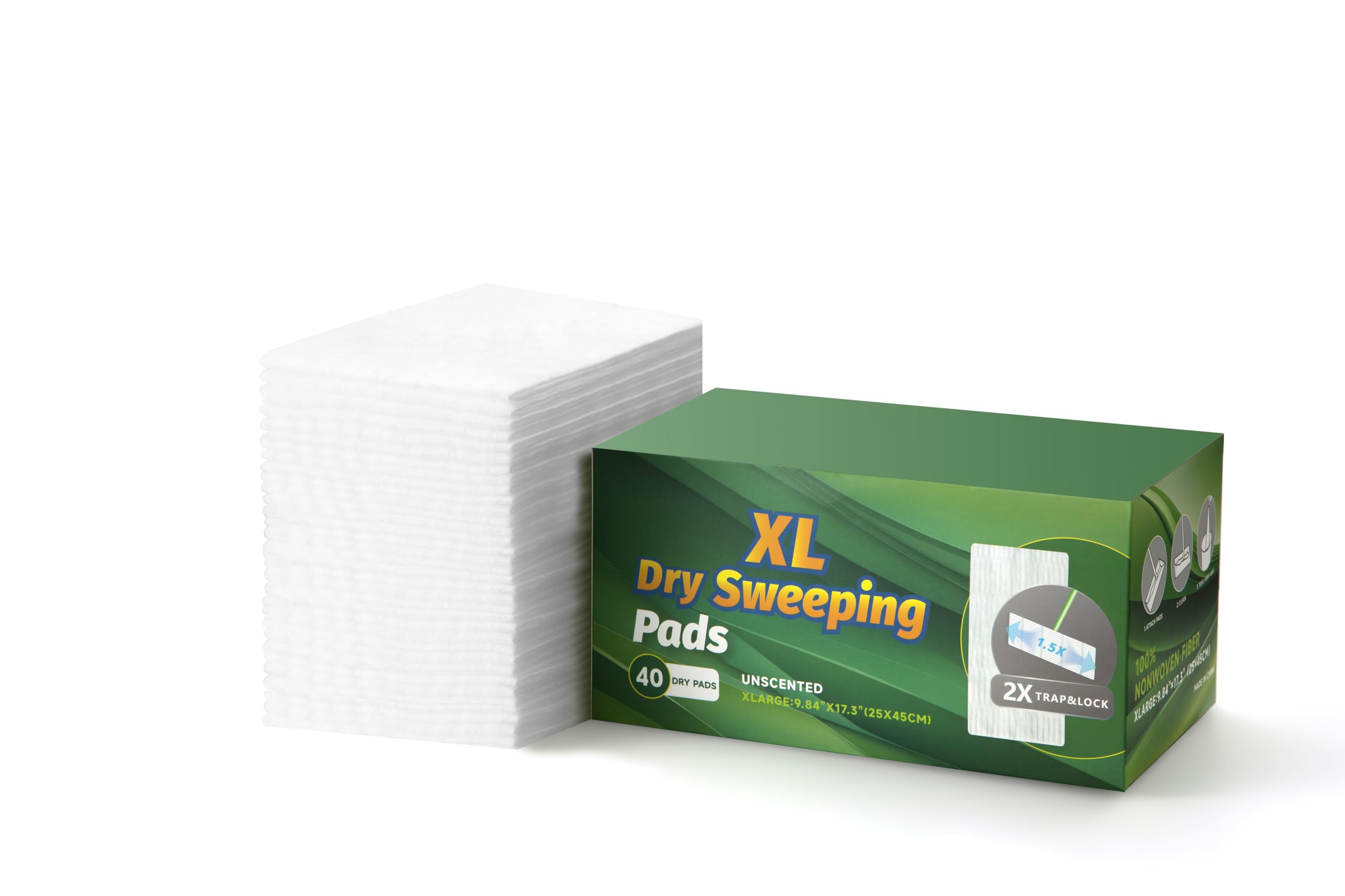 PEACHICHA XL Dust Sweeping Cloths Dry Mop Pads For XL Sweeper Disposable X Large Floor Cleaning Mop Refills, 9.84x17.71 Inch, 40 Count