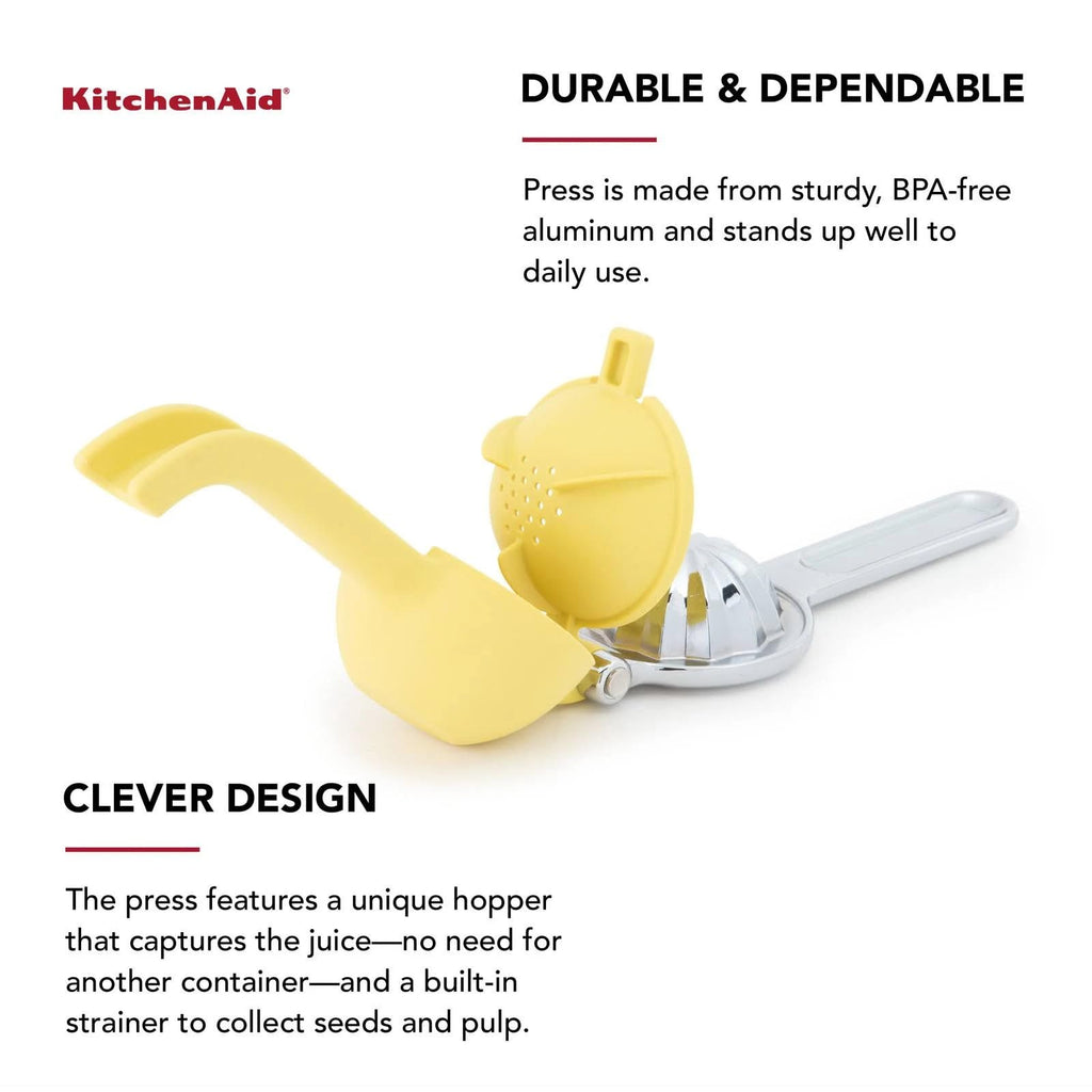 KitchenAid - Aluminium No Mess Citrus Press, Durable and Dishwasher Safe (Yellow)