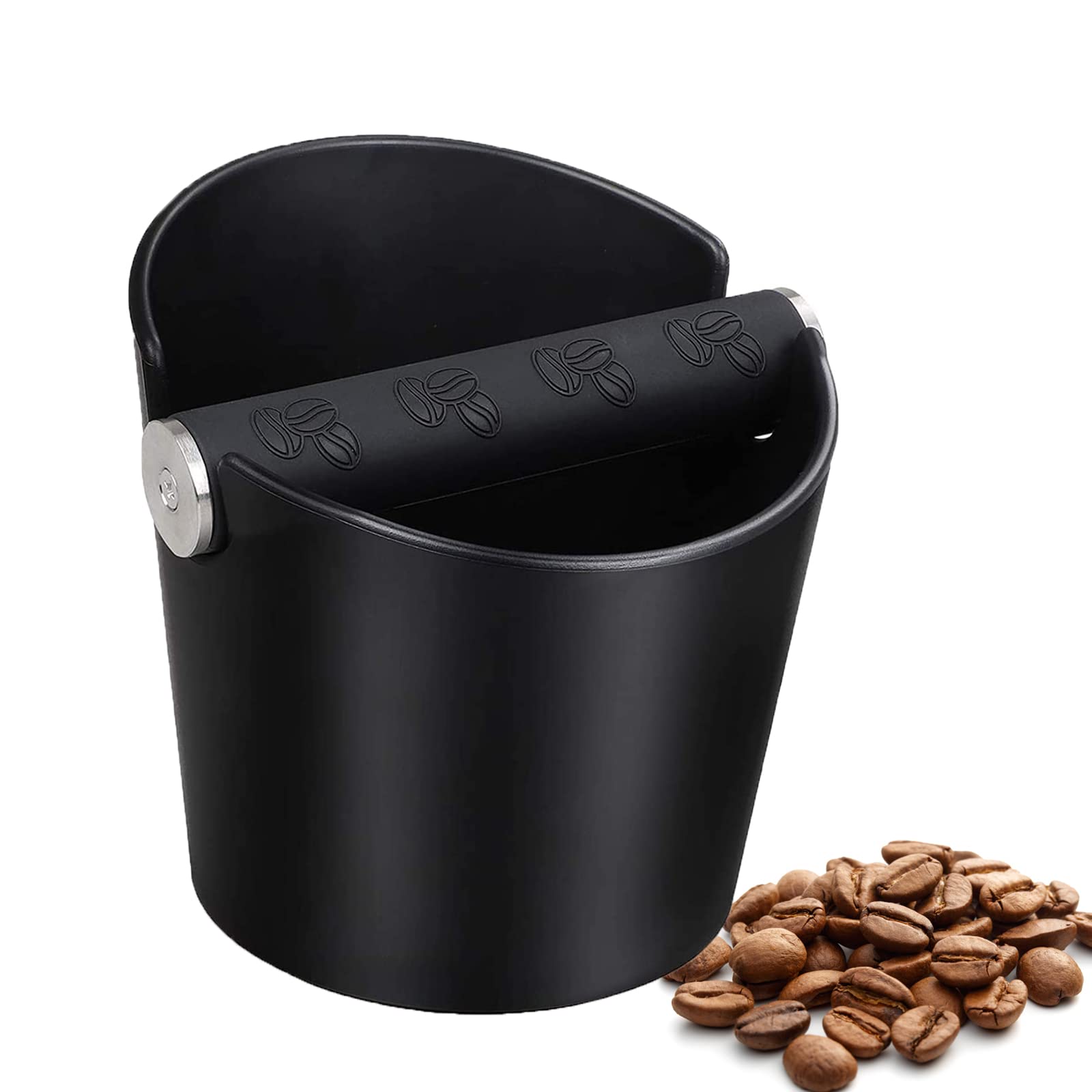 Ailelan Coffee Knock Box, Durable Barista Style Espresso Dump Bin with Removable Metal Knock Bar and Non-Slip Base (Round, 4.8 Inch)