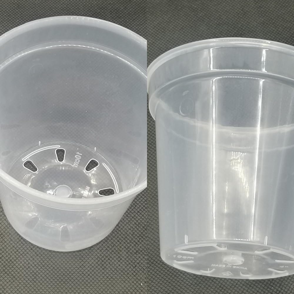 8 Pack 6 Inch Clear Plant Pots with Drainage Transparent Nursery for Plants Seeding Pots Orchid Pots Succulent Vegetable Flowers Small Indoor Plant Pots(8, 6")