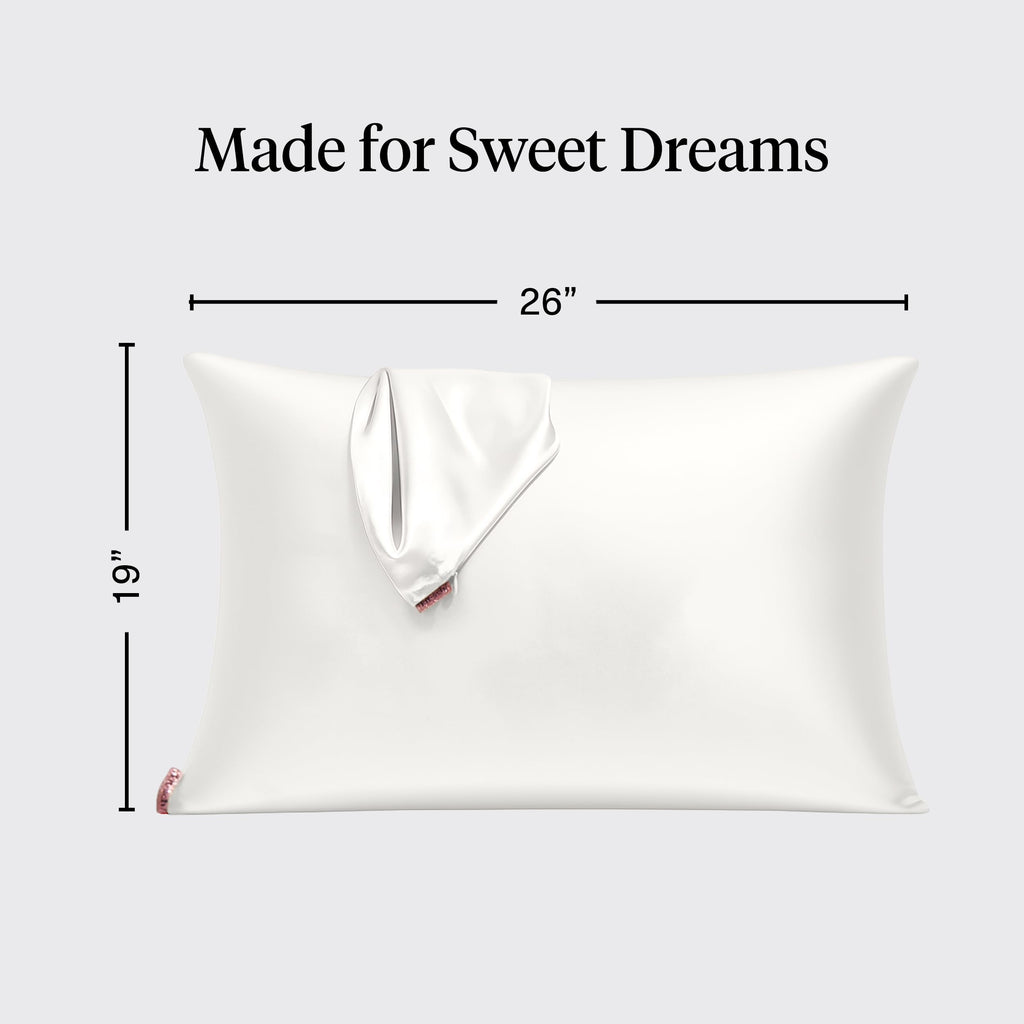 Kitsch Satin Pillowcase with Zipper for Hair & Skin, Softer Than Silk Pillow Cases Queen, Wrinkle-Free, Smooth and Cooling Satin Pillow Covers, Standard Size 19"x26", Ivory