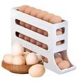 Sipobuy 4-Tier 28 Eggs Automatic Rolling Egg Dispenser, Space-Saving Egg Tray Organizer Holder for Refrigerator/Kitchen/Cabinets/Countertop and Dining Table (White)