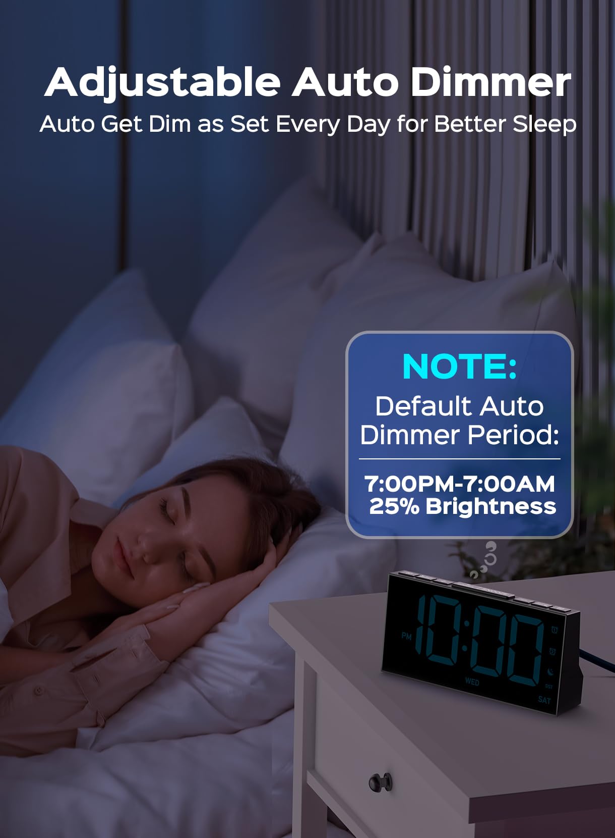 GOLOZA Digital Alarm Clocks for Bedrooms, Digital Clock with 4 Level Brightness +Off, Dual Customizable Alarms, USB Port, Power-Off Memory, Snooze, DST, 12/24H, Desk Clock for Kids Adults Elderly