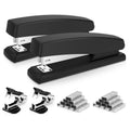 Deli Stapler, Desktop Stapler, 2 Pack, 25 Sheet Capacity, Includes 2000 Staples and 2 Staple Removers, 2 Pack,Black