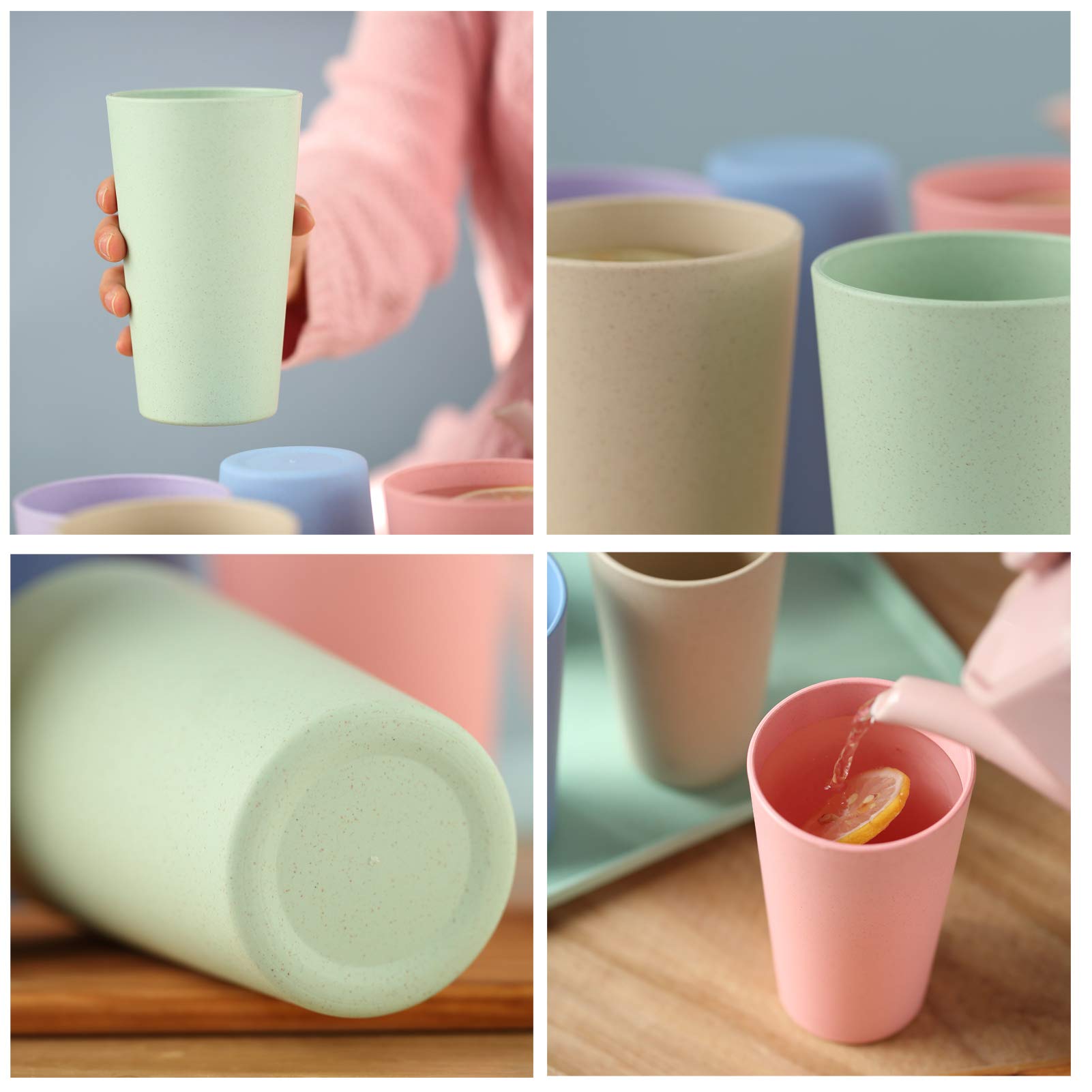 Choary Eco-friendly Unbreakable Reusable Drinking Cup for Adult(20 OZ), Wheat Straw Tumbler Set 5 Dishwasher Safe.