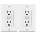 ELECTECK 2 Pack GFCI Outlets 15 Amp, Tamper Resistant (TR), Decor GFI Receptacles with LED Indicator, Ground Fault Circuit Interrupter, Decorative Wallplate Included, ETL Certified, White