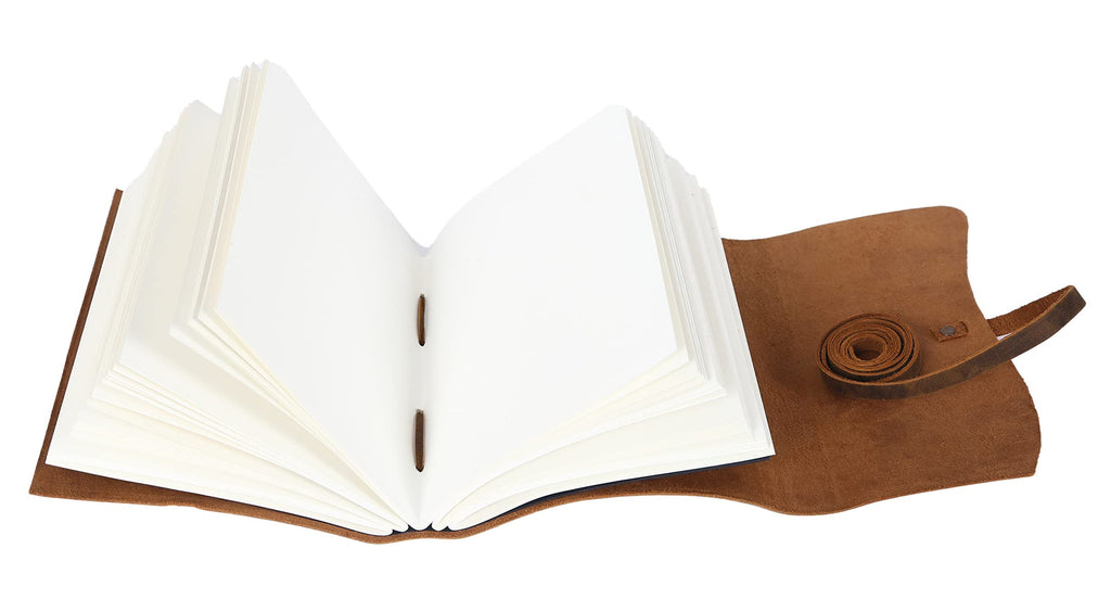 Handmade Leather Journal/Writing Diary/Bound Daily Notepad For Men & Women Unlined Paper Medium, writing pad gift for artist, sketch (8 x 6, Brown Tan)
