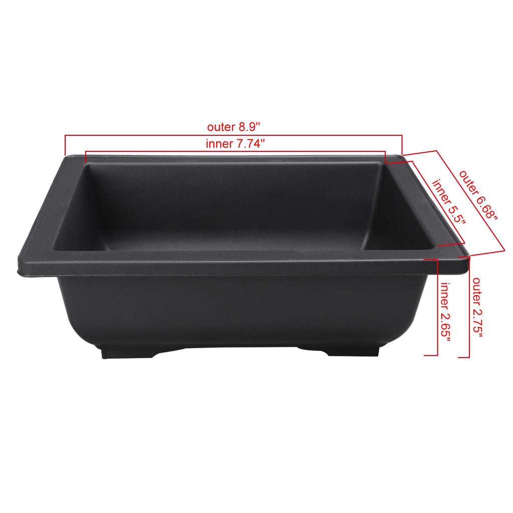 YaeTool 8Pcs 8.9" Large Plastic Bonsai Training Pots Flower Plant Retro Style Square Nursery Pots Retro Style
