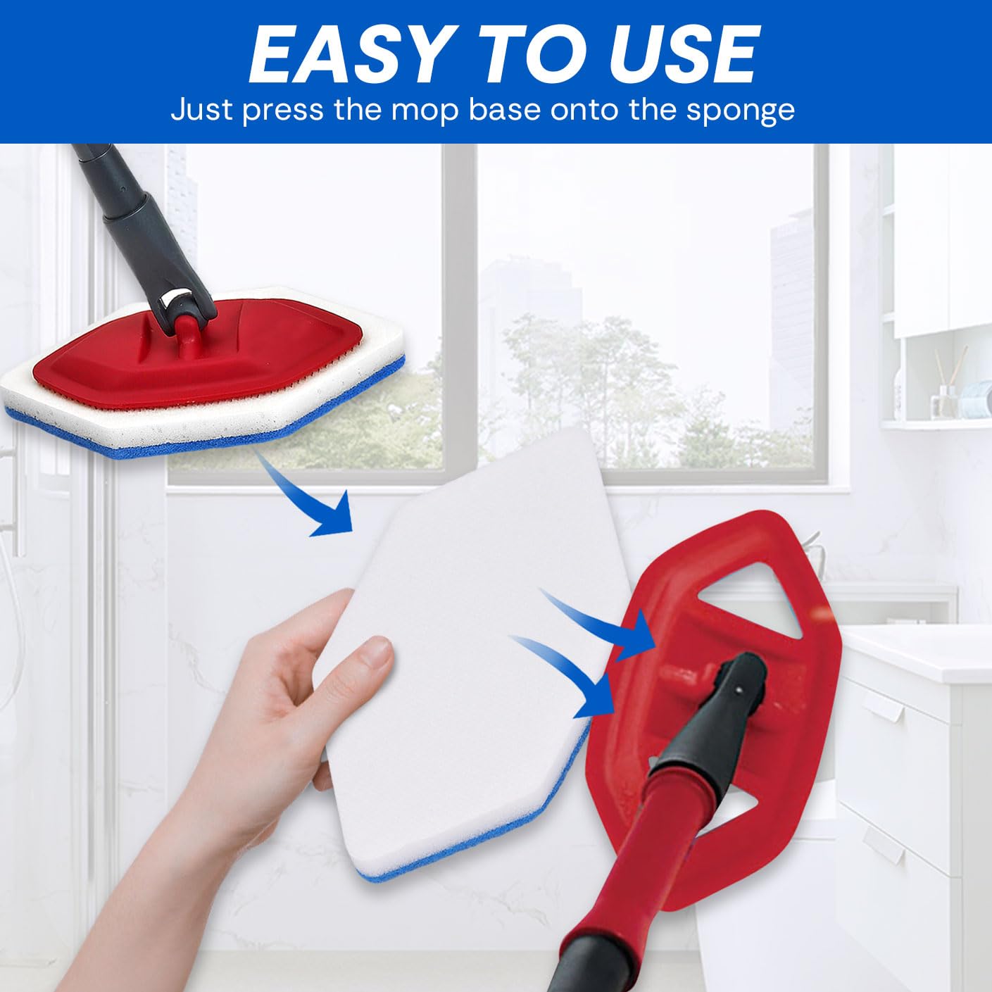 Mop Sponge Refill Compatible with Vileda Bath Magic Bathroom and Tub Mop - 6 Pack