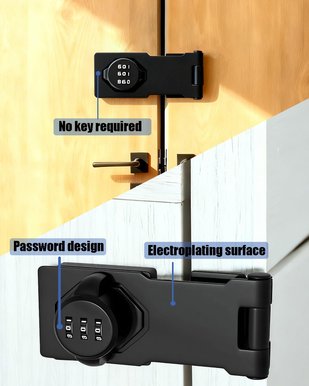 Mechanical Password Rotary Hasp Locks Cabinet Locks with Combination Door Suitable for School Gym Storage Cabinet Fence Toolbox Door Box (Black)