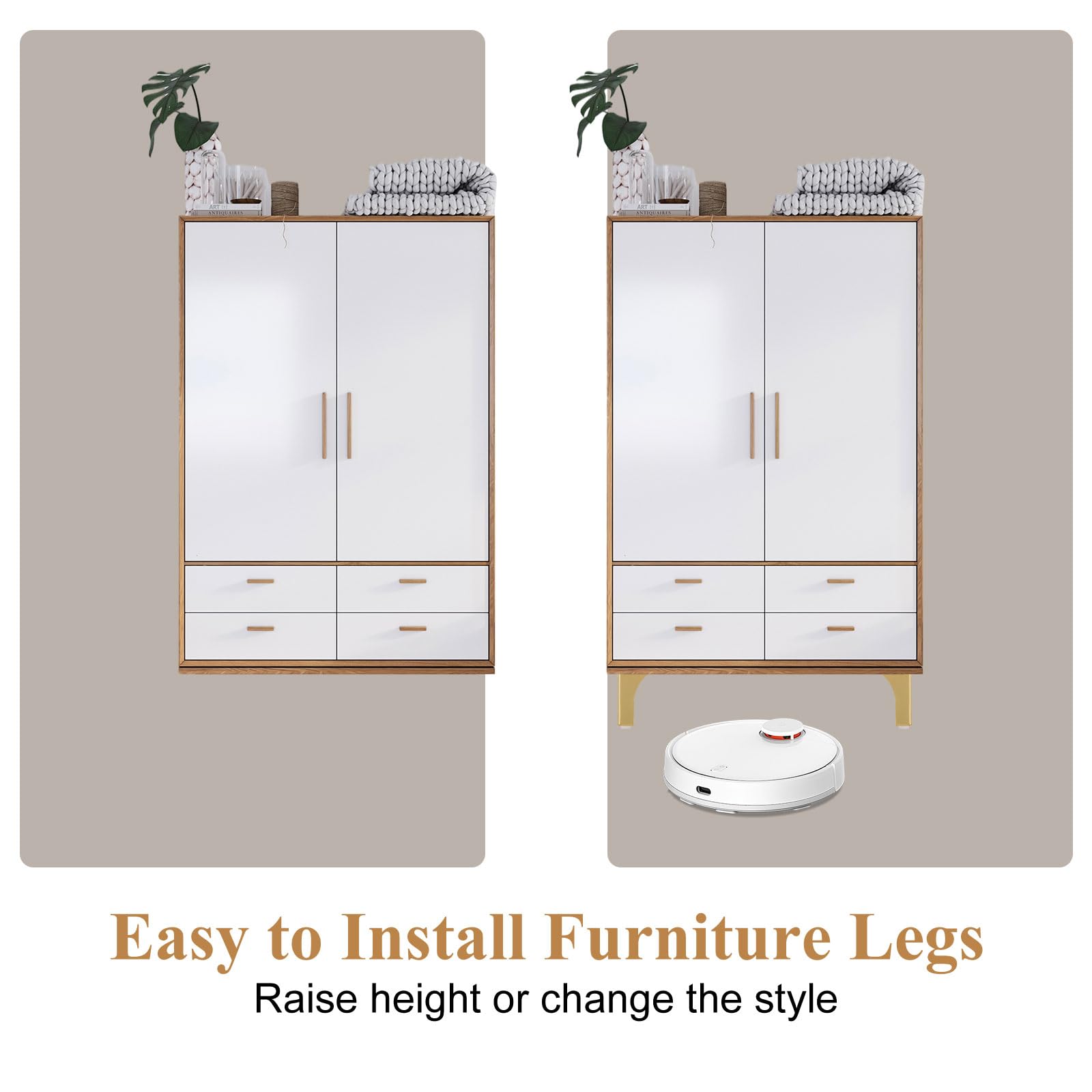 JMIATRY 8PCS Gold Metal Furniture Legs 4 Inches/ 10cm Metal Legs for Furniture Metal Couch Legs 4 inch Replacement Furniture Legs for Dresser Couch Cabinet Bed Chair