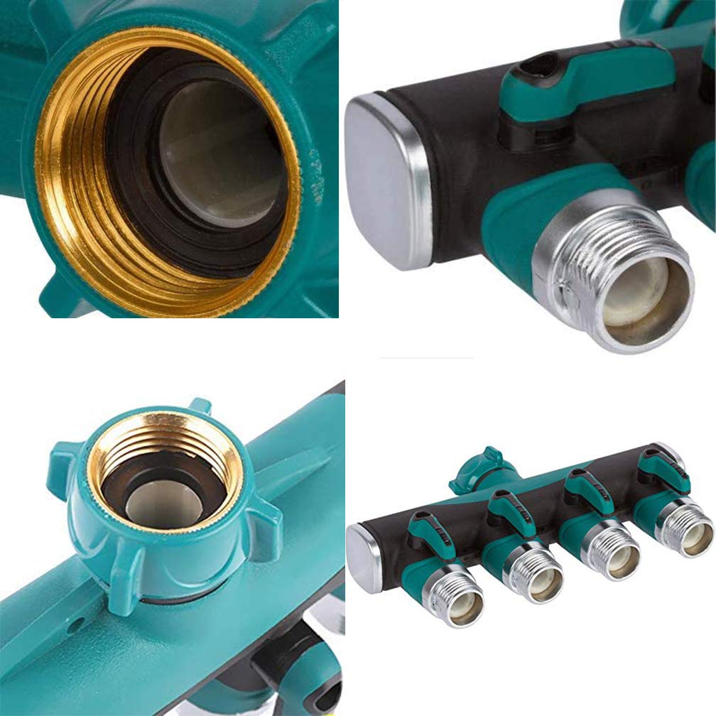 VASLON Hose Spliter 4 Way Garden Hose Splitter Heavy Duty Water Hose Adapter Connector 3/4" Hose Faucet Manifold,Ideal for Lawns,Garden,Drip Irrigation