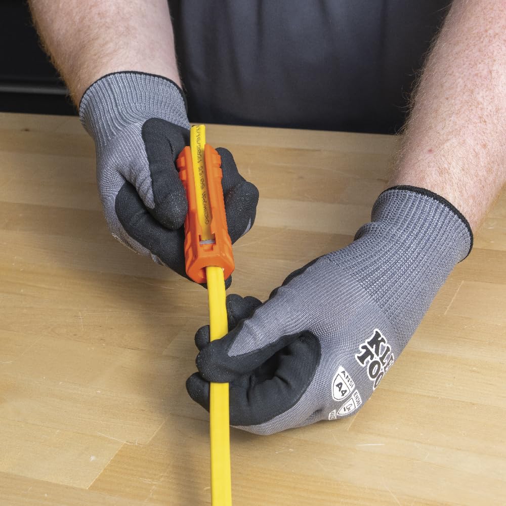 Klein Tools L1412 5-in-1 Cable Stripping Tool for 12-14 AWG, NM Cable Ripper (12/2 and 14/2 Romex), Magnetic with Wire Looping Hole