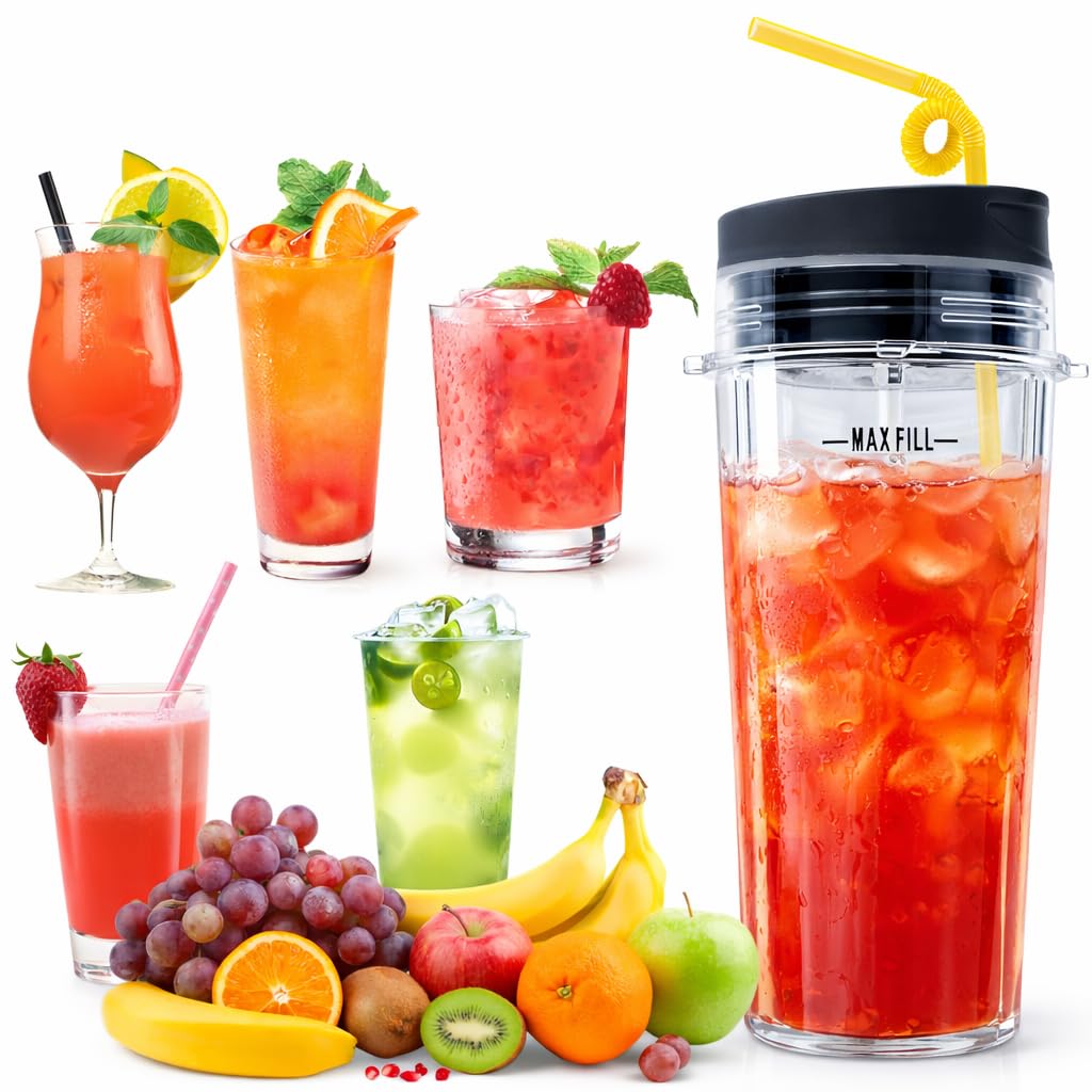 16oz Blender Cup Compatible with Ninja Blender BL660 BL740 BL770 BL780 BL810 QB3000, Single Serve Cup with Sip & Seal Lids for Nutri Ninja Replacement Parts