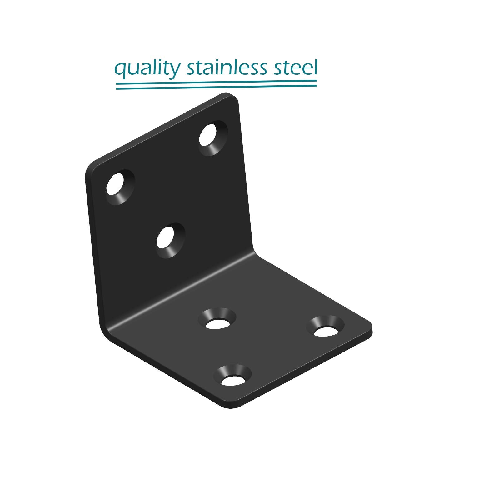 L Bracket,Heavy Duty Corner Brace,Stainless Steel Corner Bracket,Black Large Angle Brackets, Metal Iron Braces Brackets for Wood Aufuga (10 Pcs) (2X2X2'')