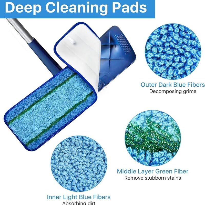 6 Pack Mop Pads Refills for Bona Family of Mops, 2 Microfiber Cleaning Pad, 2 Deep Clean Microfiber Pad, 2 Dust Clean Pads