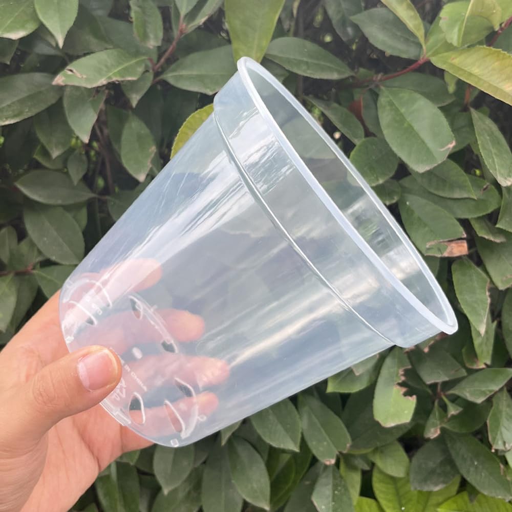 8 Pack 6 Inch Clear Plant Pots with Drainage Transparent Nursery for Plants Seeding Pots Orchid Pots Succulent Vegetable Flowers Small Indoor Plant Pots(8, 6")