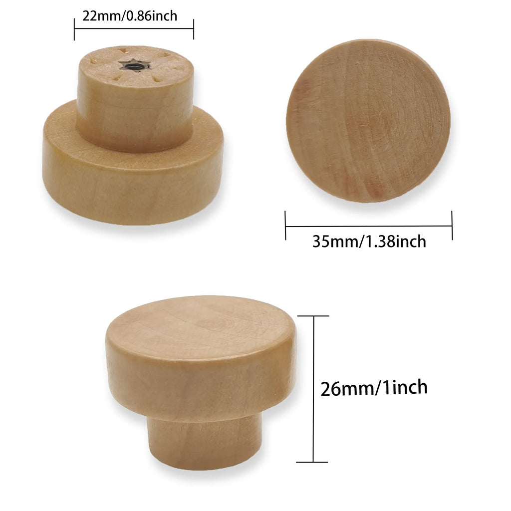 M MIMHOOY 16 Pack Wood Knobs Dresser Knobs Wooden Drawer Knobs Furniture Pulls Knobs Flat Top 35mm