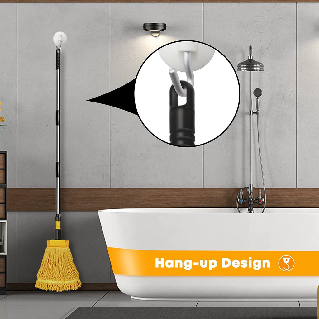 Almcmy Commercial Mop, Heavy Duty Industrial Mop with 2 Replacement Heads, 57" Long Handle, Looped-End String Wet Mops for Floor Cleaning, Janitorial Mops for Home Kitchen Garage Workshop Warehouse