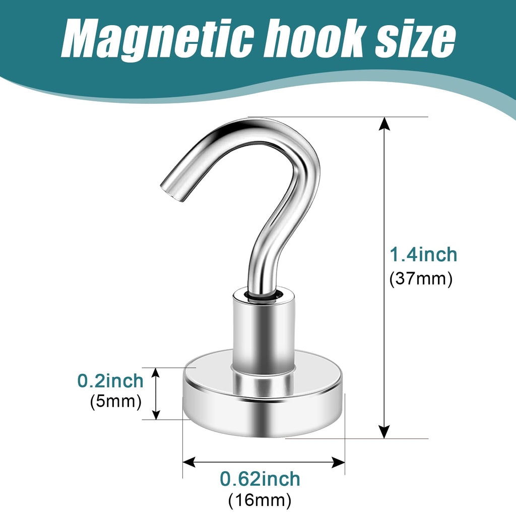 32 Pack Magnetic Hooks Heavy Duty, 25 lbs Strong Magnet Hooks for Cruise Refrigerator, Neodymium Magnets with Hooks for Grill Hanging Kitchen Tool Storage