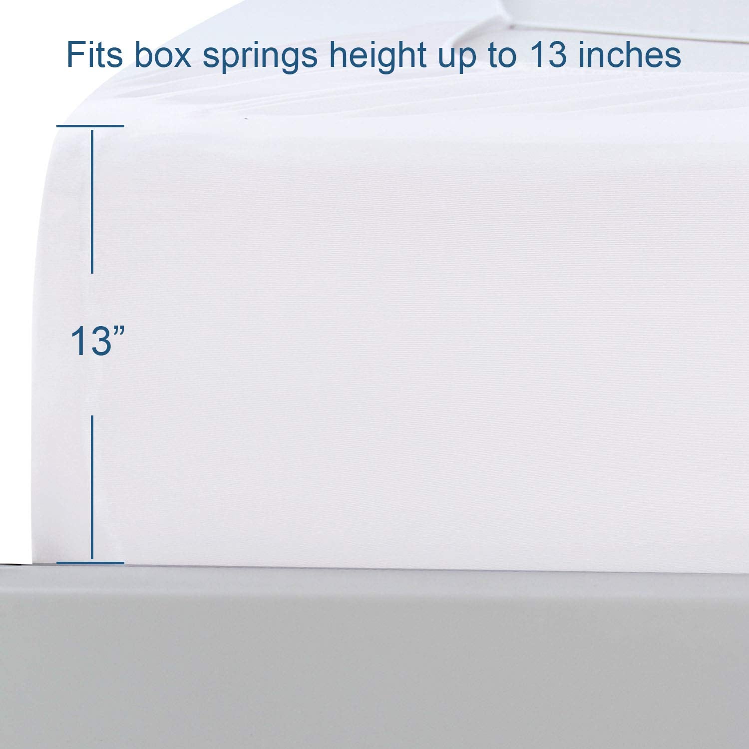 Box Spring Cover Queen Size,Elastic Fabric Wrap Around 4 Sides Bed Skirt,Sleek Alternative for Bed Skirts for Hotel/Home - Queen,White