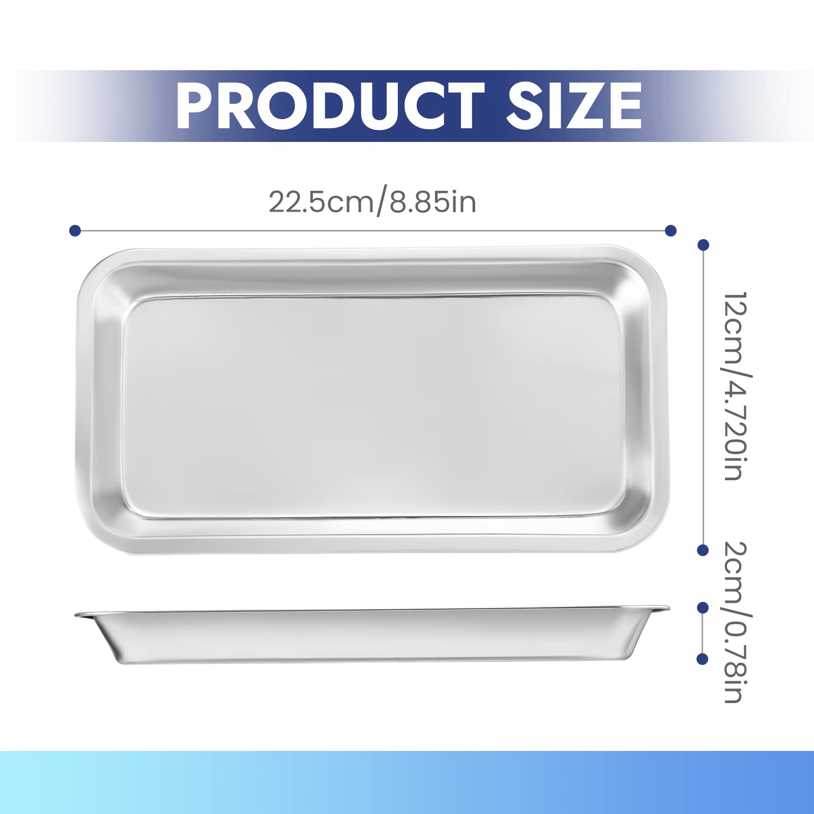 NUOMI Medical Surgical Tray Stainless Steel Instrument Trays Organizer 2 Pack Dental Procedure Tray Tool