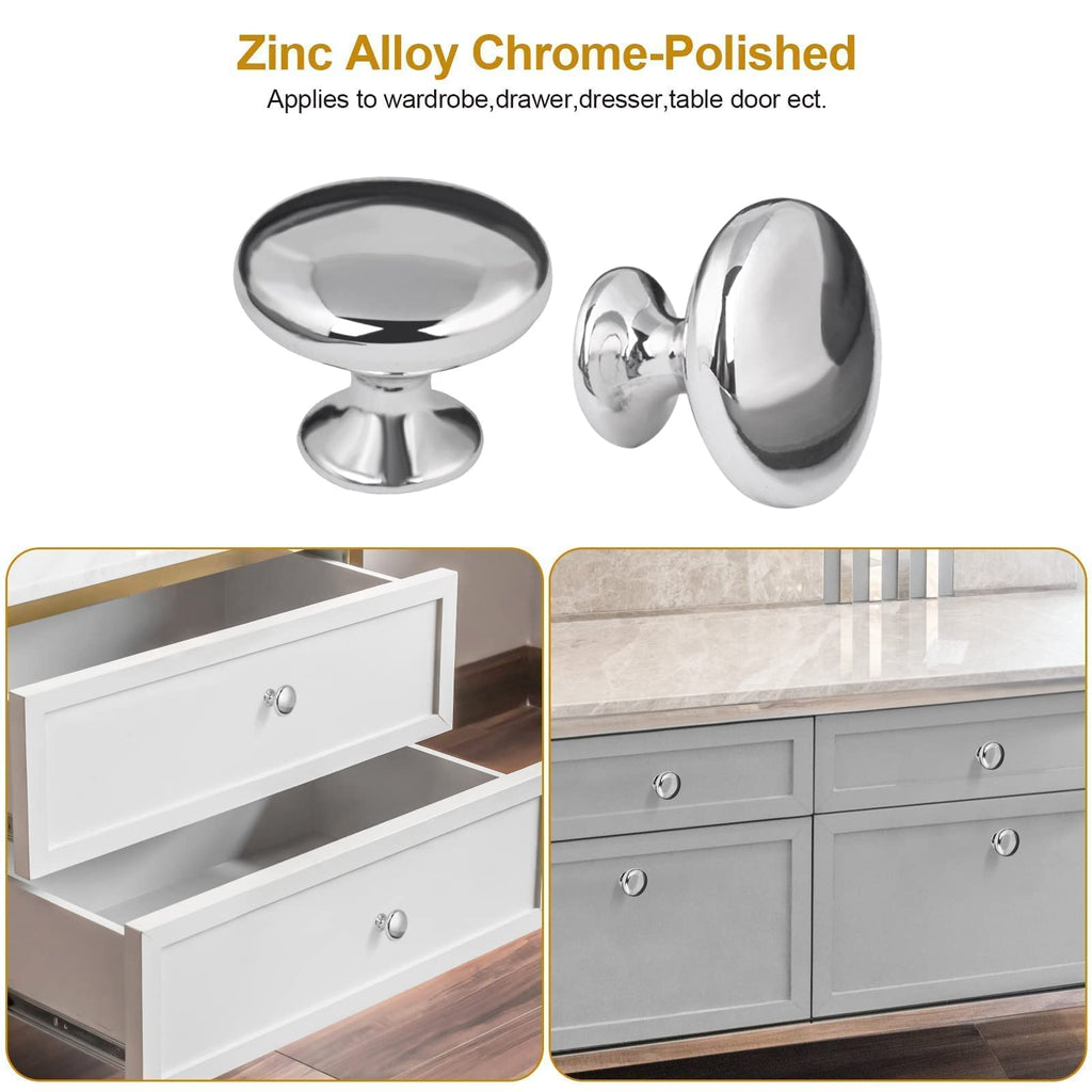 OctinPris Polished Chrome Cabinet Knobs Silver Closet Door Knob 30mm Pull Handles for Kitchen Cupboard Furniture Chest Dresser Bathroom (10pack)