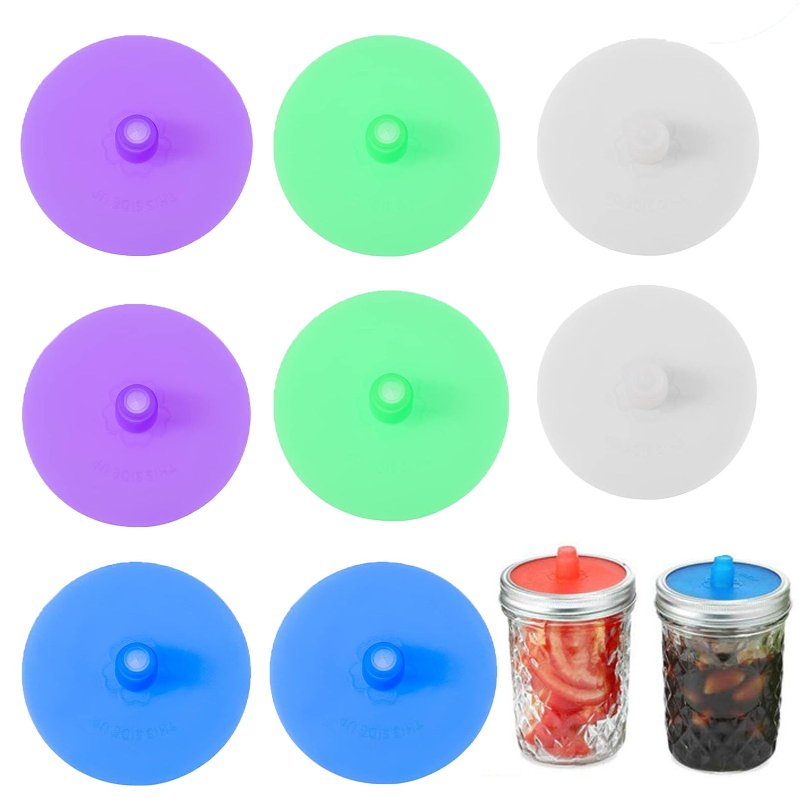 LinamHoz 8pcs Silicone Fermenting Lids, Jars Not Included, Pickle Pipes Silicone Mason Jar Fermentation Lid Mason Jar Cover for Kitchen Sauerkraut Kimchi Cellar