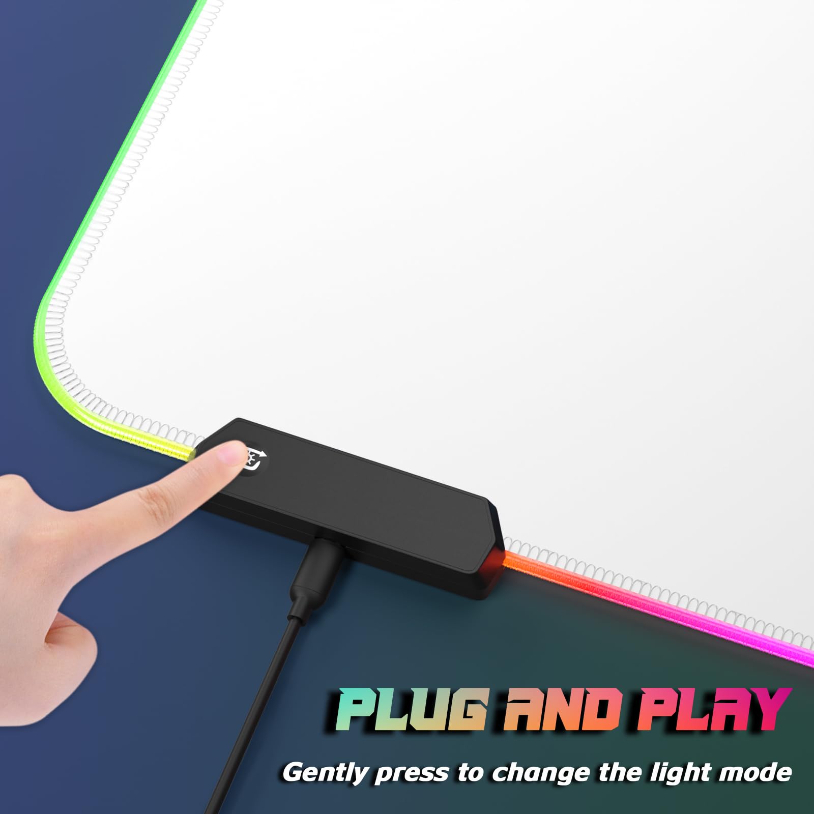 ITNRSIIET RGB Gaming Mouse Pad, Full Desk XL Extended Large Gaming Mousepad, 12 Lighting Modes, 30% Thicker, Big LED Desk Mat for Keyboard Computer Men Gamers Esport Pros, 32" x 12", White