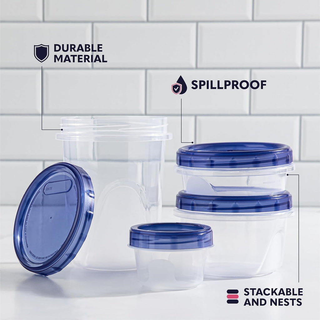 Plastic Food Deli Containers With Twist Top Lids - (16 Oz) - [10 Pack] - Food Storage Containers Takeout To Go - Microwave, Freezer & Dishwasher Safe BPA-Free