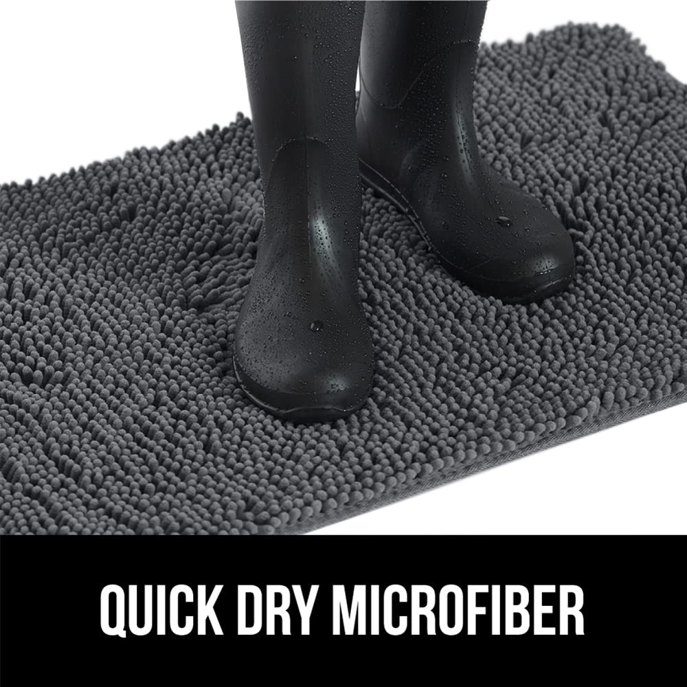 GORILLA GRIP Absorbent Soak Stopper Doormat, Rubber Backing Welcome Mat, Muddy Dog Paws Dirt, Washable Quick Dry Microfiber Chenille Floor Interior Door Mats, Home Décor, 24x17 in Charcoal