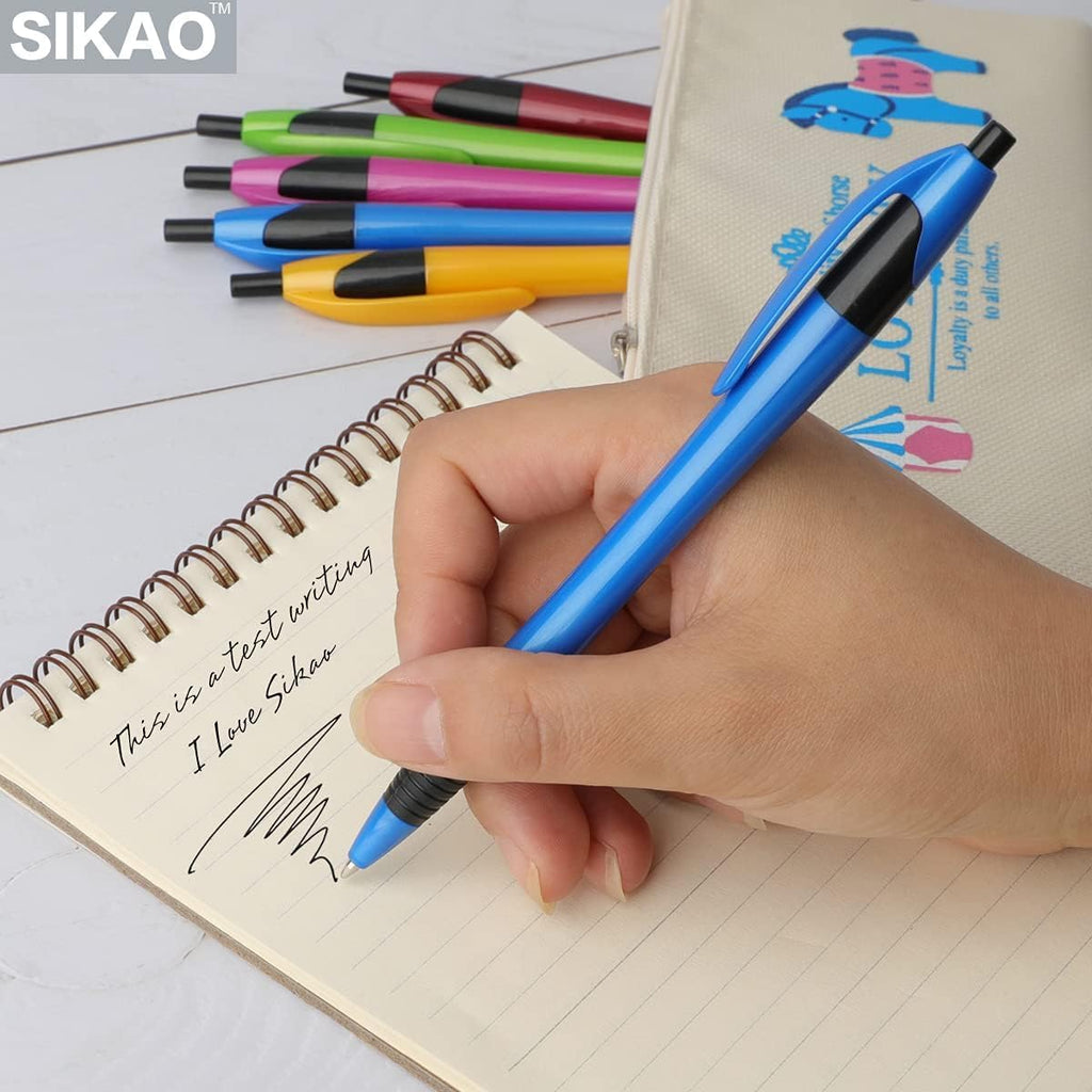 SIKAO Pens Bulk, 60 Pack Gripped Slimster Ballpoint Pens Black Ink 1.0mm Medium Point Smooth Writing, Click Pens with Comfort Grip for Teachers, Students, Restaurant Servers, School & Office Use