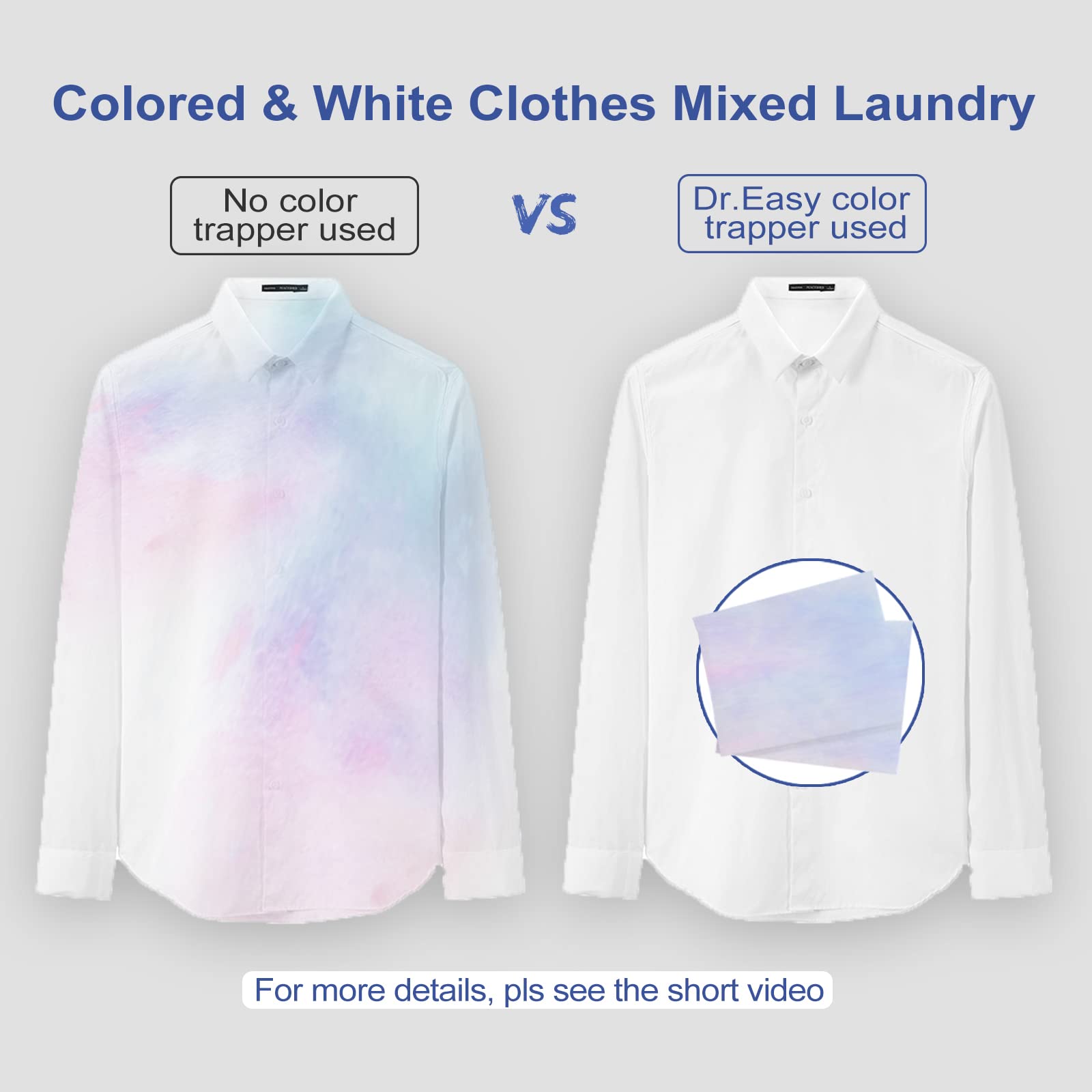 DR.EASY Color Trapper sheets for Laundry 120ct,remove dyes,fluorescent & heavy metals,maintain original color,Special Pores Texture absorb dyes more & faster,unscented,no Chemicals,safe in dryer