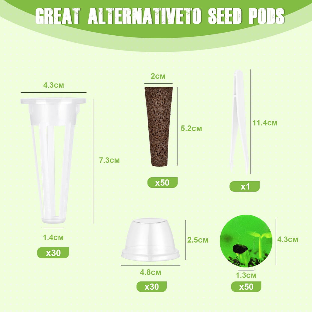 161 Pcs Seed Pods Kit for AeroGarden, Grow Anything Kit for Hydroponics with 50 Grow Sponges, 30 Grow Baskets, 30 Planting Domes, 50 Pod Labels, 1 Tweezer