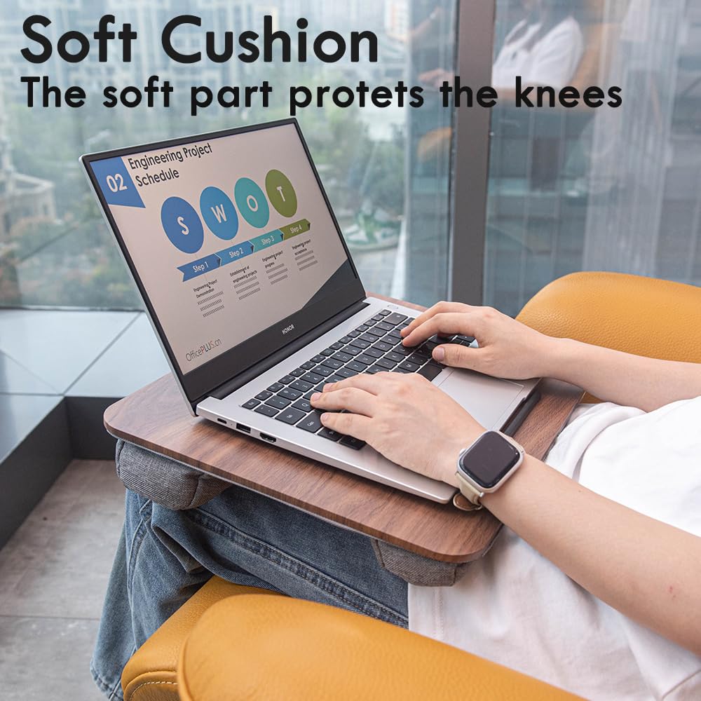 Lap Desk, Portable Laptop Desk Fits Up to 16“ Laptops, with Tablet Slot, Built-in Cushion, Great for Home & Office,Lap Desk for Laptop,Lap Desk with Cushion (Brown, Medium)