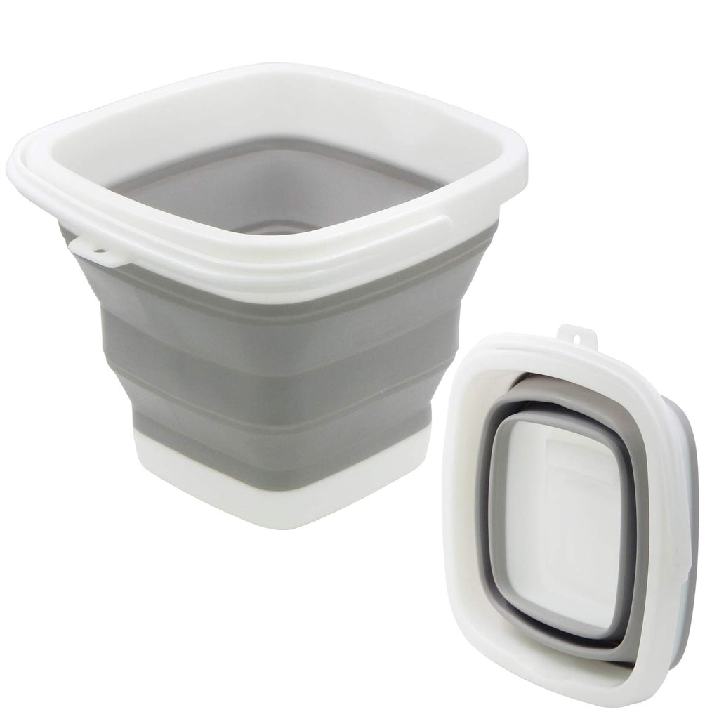 TOSSOW Folding Bucket 10L(2.64 Gallon) Fold-Able Water Container Portable Retractable Plastic Household Travel Used for Clean Car Washing or Home Storage Fishing Barrel (Grey)