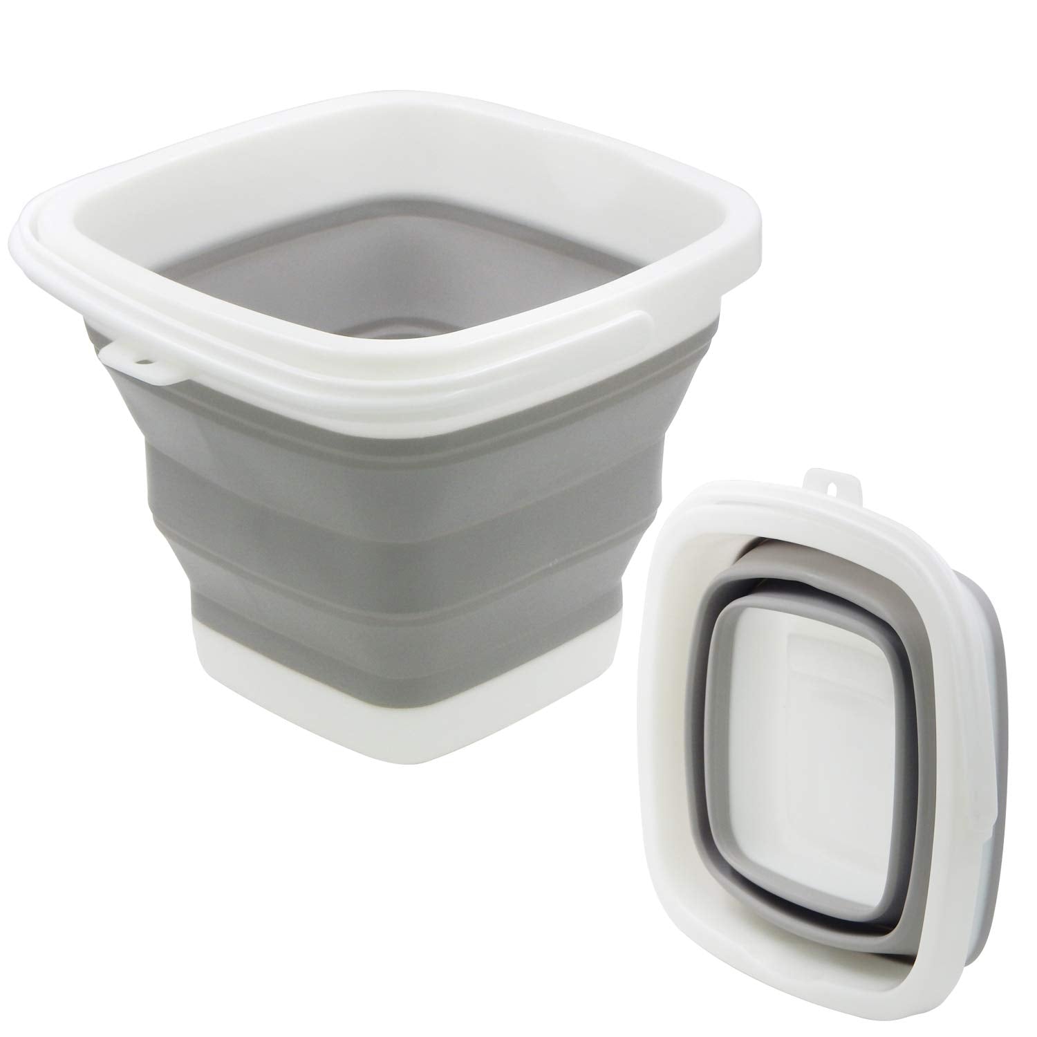 TOSSOW Folding Bucket 10L(2.64 Gallon) Fold-Able Water Container Portable Retractable Plastic Household Travel Used for Clean Car Washing or Home Storage Fishing Barrel (Grey)