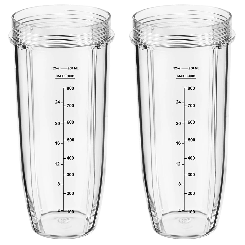 for Ninja Pro Personal Blender Cups 32oz Large Replacement Cup Compatible with Ninja Nutri Professional Plus Kitchen System bl450c BL451C bl481c BN750C bn751c BN801C bn400c SS101C ss351c (2 Pack)