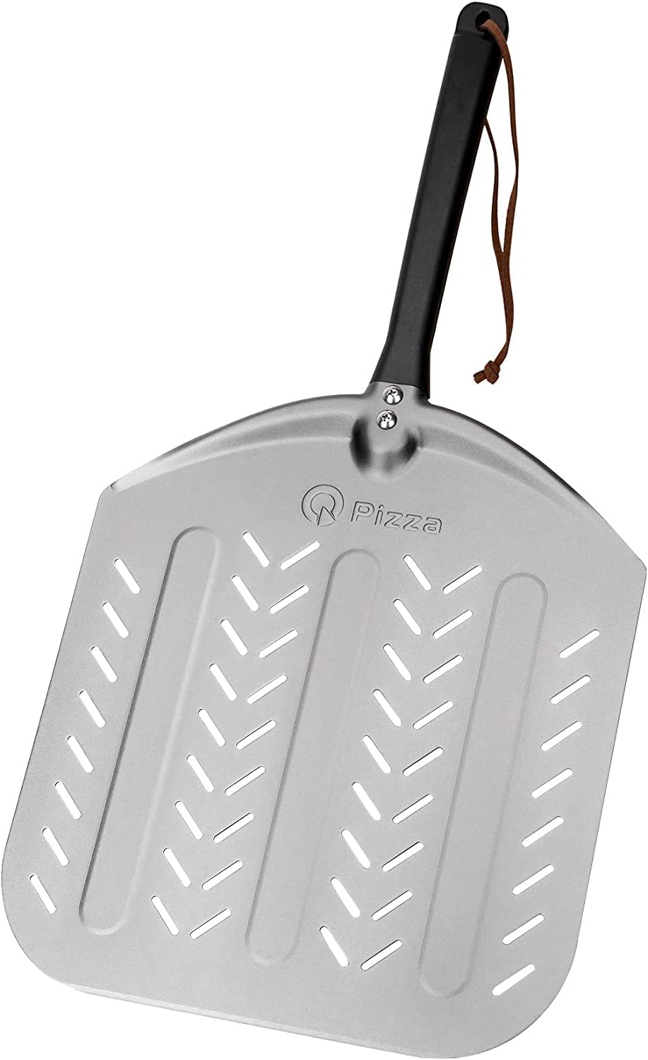 Q Pizza Pizza Peel, 12" Perforated Metal Pizza Paddle for Grill Oven - Pizza Spatula for Baking Bread Pastry Dough Pie Cake, Aluminum, PT201