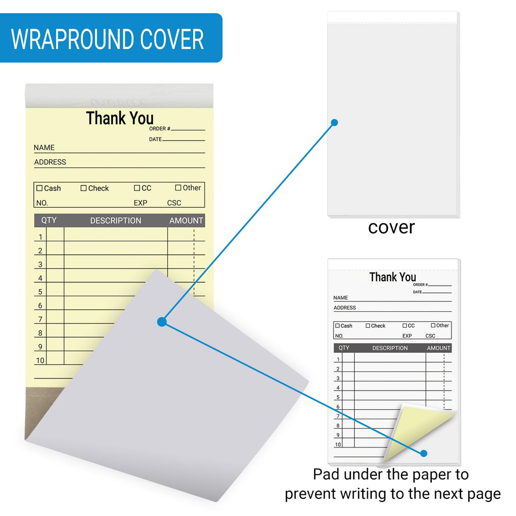 suituts 12 Pack Thank You Receipt Book, 3.5 x 5.5 Inch, Duplicate Invoice Book, 2 Part Carbonless Sale Order form, Sale Receipt form for Small Business, 50 Sets Each Pad, Total 600 Sets